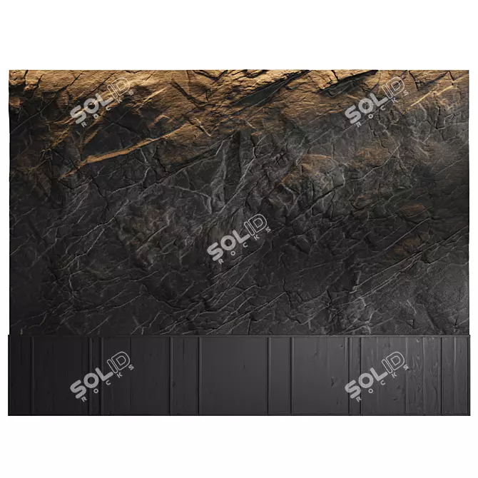 Rock Bed Headboard, Stone Panels 3D model image 2