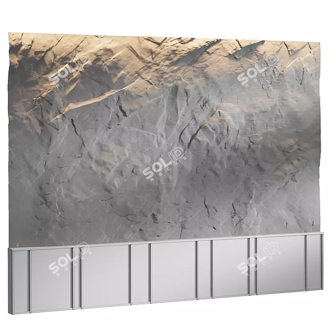 Rock Bed Headboard, Stone Panels 3D model image 3