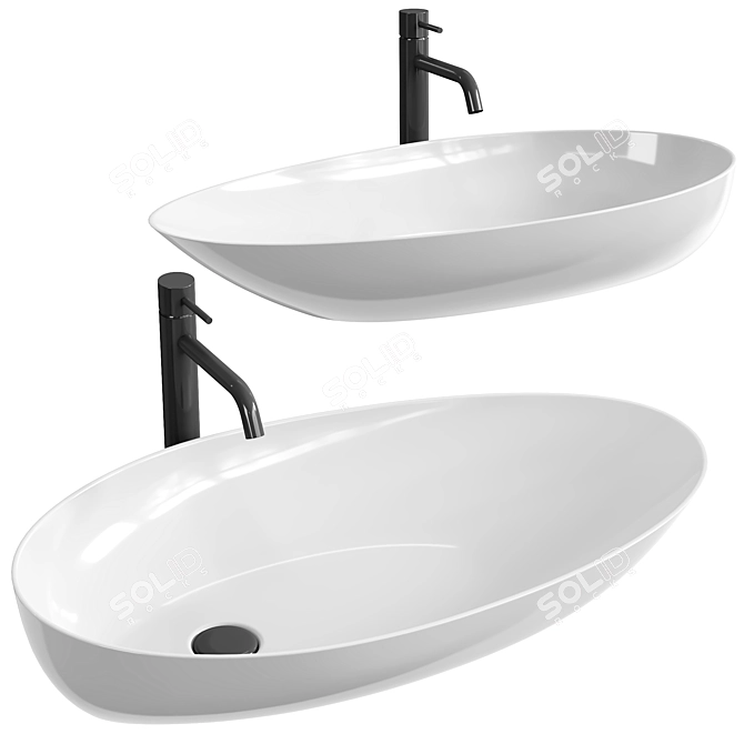 Greta Opzetwastafel - Glans Wit 3D model image 1