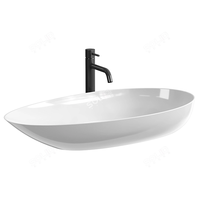 Greta Opzetwastafel - Glans Wit 3D model image 2