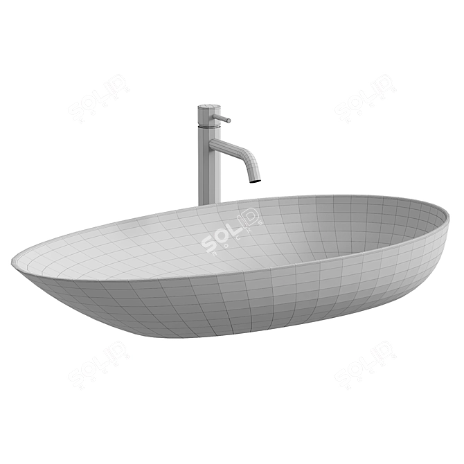 Greta Opzetwastafel - Glans Wit 3D model image 3