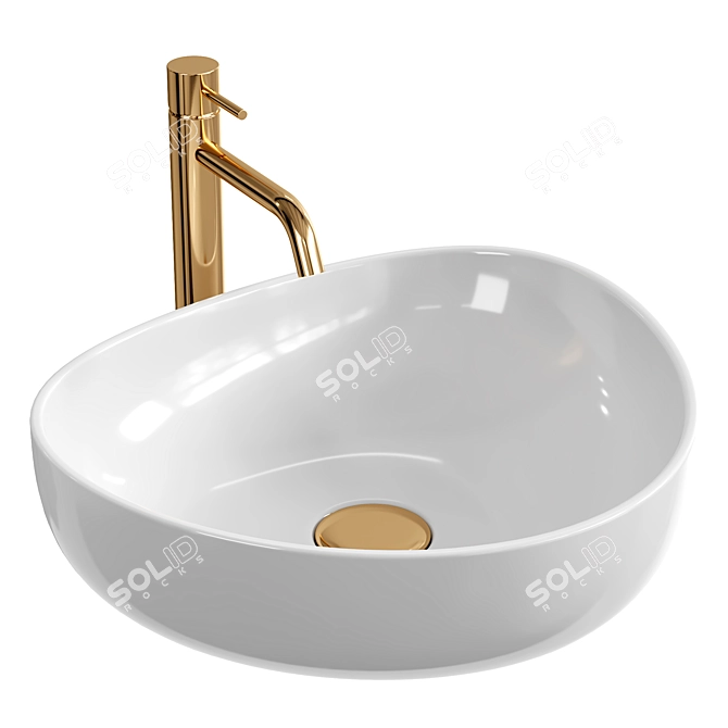 Glossy White REA Andrea Washbasin 3D model image 1