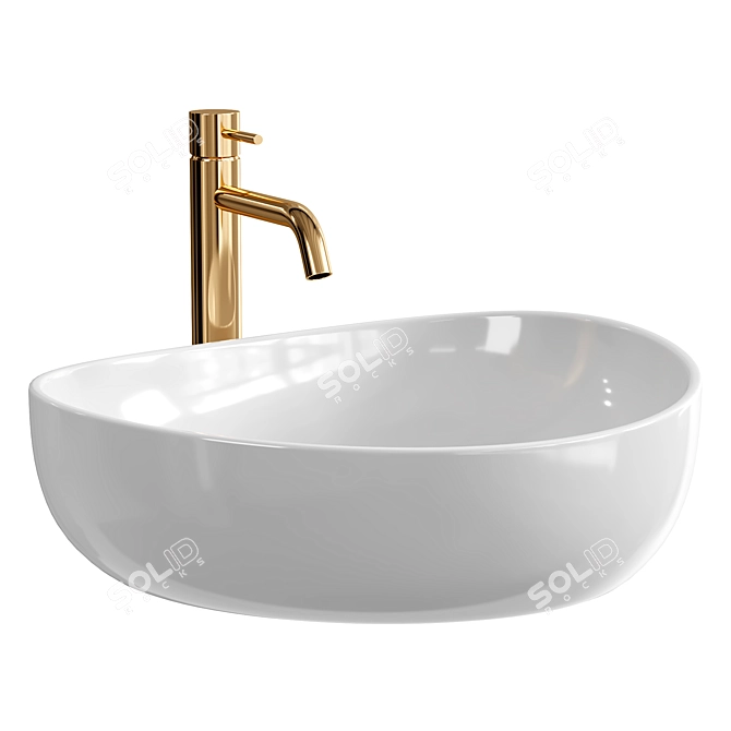 Glossy White REA Andrea Washbasin 3D model image 2