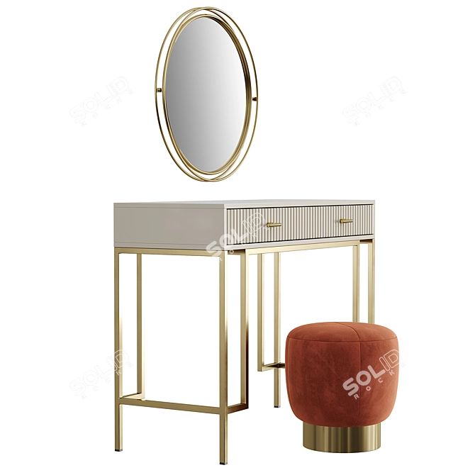 Vanity Set ISIDA Deyk Mirror & Terracotta TARF Pouf 3D model image 2