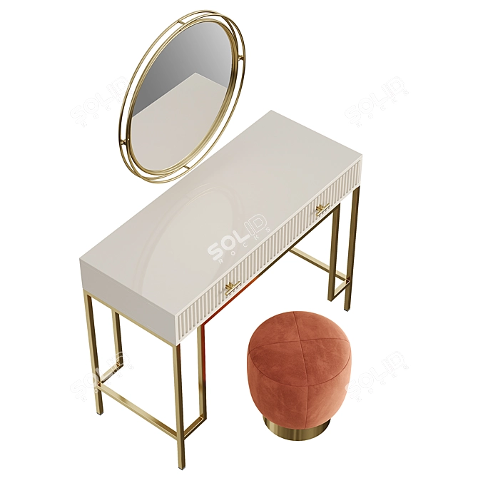 Vanity Set ISIDA Deyk Mirror & Terracotta TARF Pouf 3D model image 3