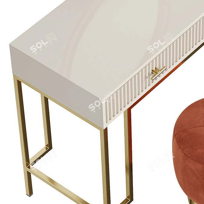 Vanity Set ISIDA Deyk Mirror & Terracotta TARF Pouf 3D model image 4