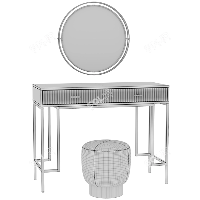 Vanity Set ISIDA Deyk Mirror & Terracotta TARF Pouf 3D model image 6