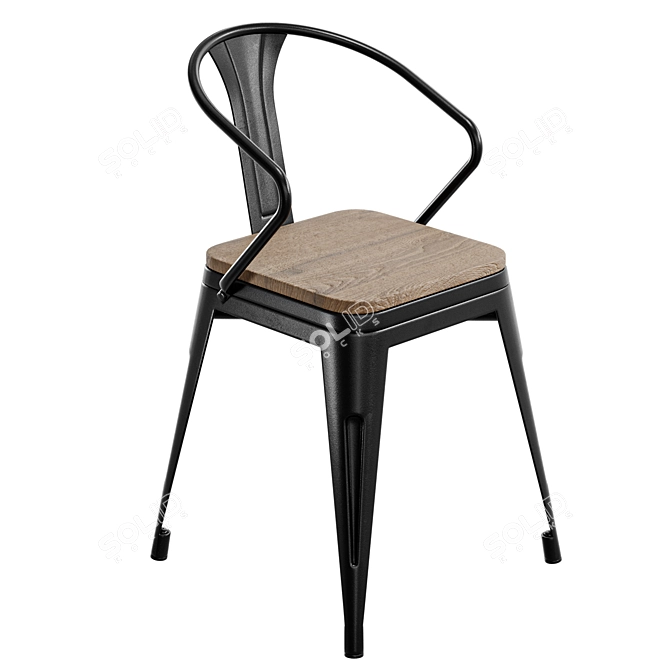 Modern Steel and Bamboo Chair 3D model image 1