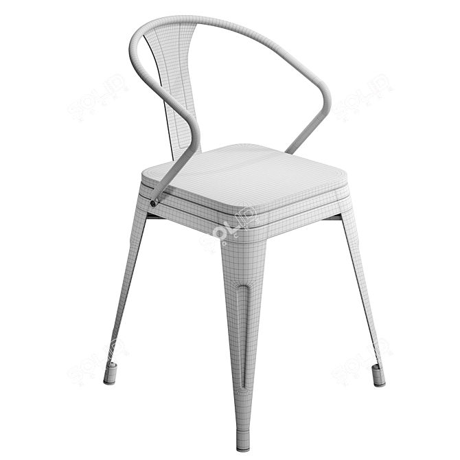 Modern Steel and Bamboo Chair 3D model image 2