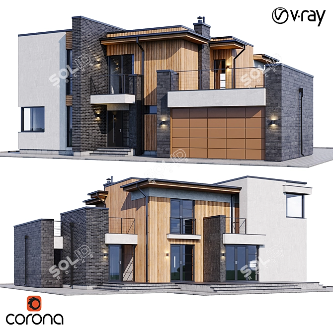 Modern Mansion Floor Plan 3D model image 1