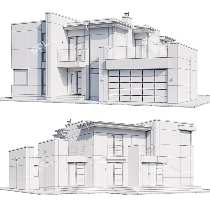 Modern Mansion Floor Plan 3D model image 5