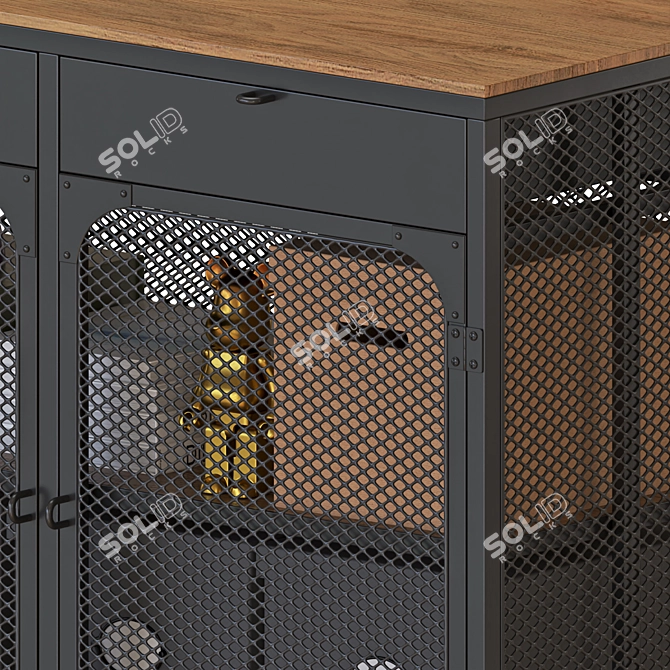 Industrial Chic Black Sideboard Cabinet 3D model image 2