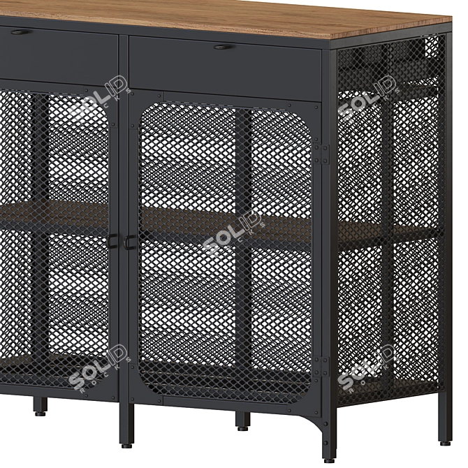 Industrial Chic Black Sideboard Cabinet 3D model image 4