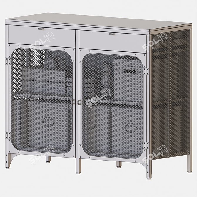 Industrial Chic Black Sideboard Cabinet 3D model image 7