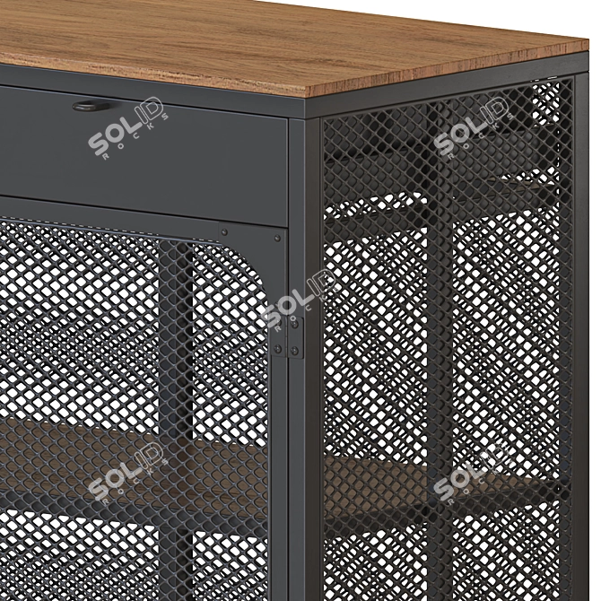 Industrial Chic Black Sideboard Cabinet 3D model image 9