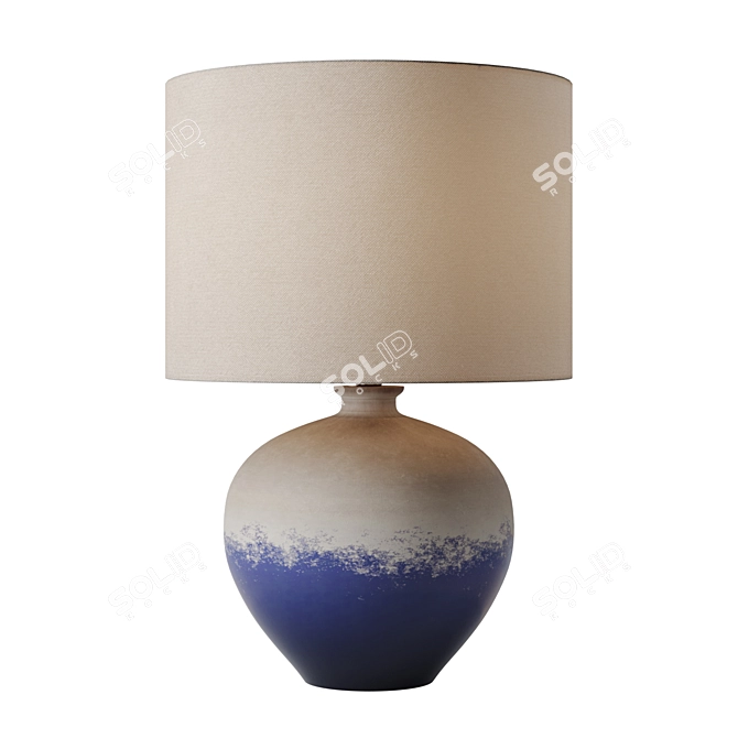 Terracotta Blue Glaze Table Lamp 3D model image 1