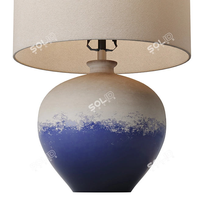 Terracotta Blue Glaze Table Lamp 3D model image 2