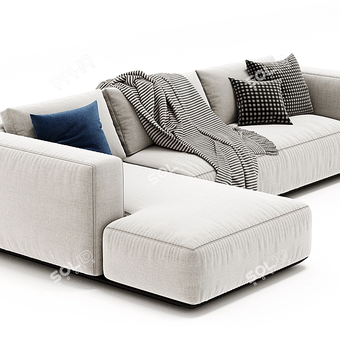 Luxury Flexform Grandemare Chaise Sofa 3D model image 2