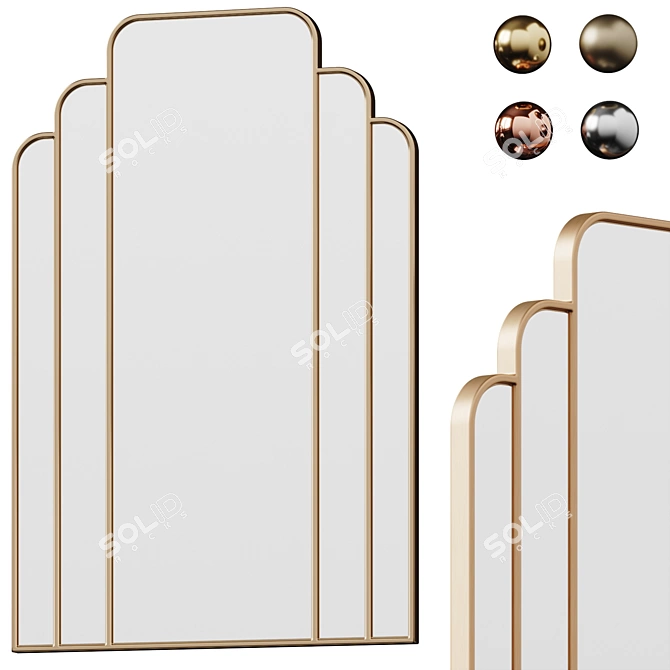 Elegant Ar-Deco Wall Mirror 3D model image 1