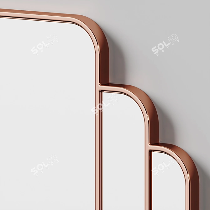 Elegant Ar-Deco Wall Mirror 3D model image 4