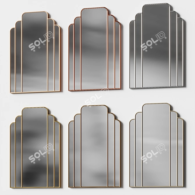 Elegant Ar-Deco Wall Mirror 3D model image 5