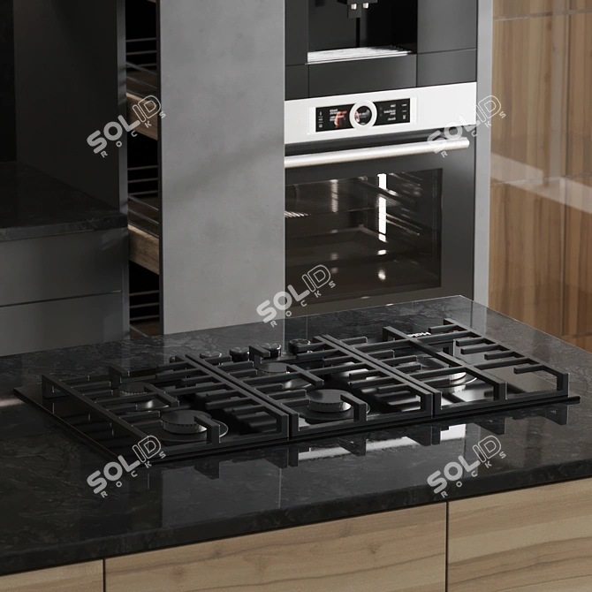 Modern Linear Kitchen 3D Model 3D model image 5