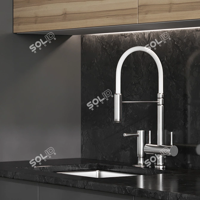 Modern Linear Kitchen 3D Model 3D model image 6