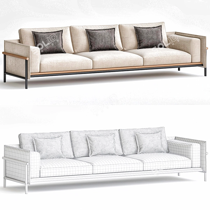 Minimalist Relaxation Lounge Sofa 3D model image 2