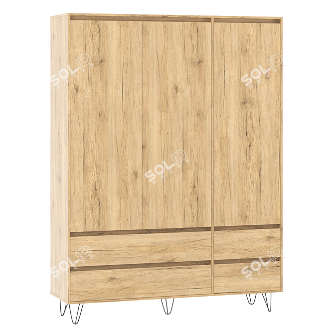 Stylish Rialto 3-Door Wardrobe 3D model image 1