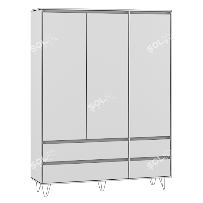 Stylish Rialto 3-Door Wardrobe 3D model image 2