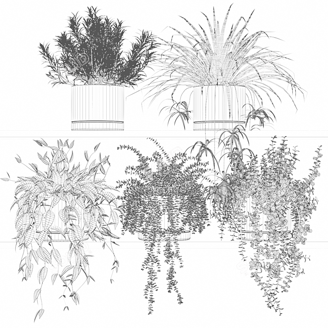 Shelf Plant Pots 3D model image 3