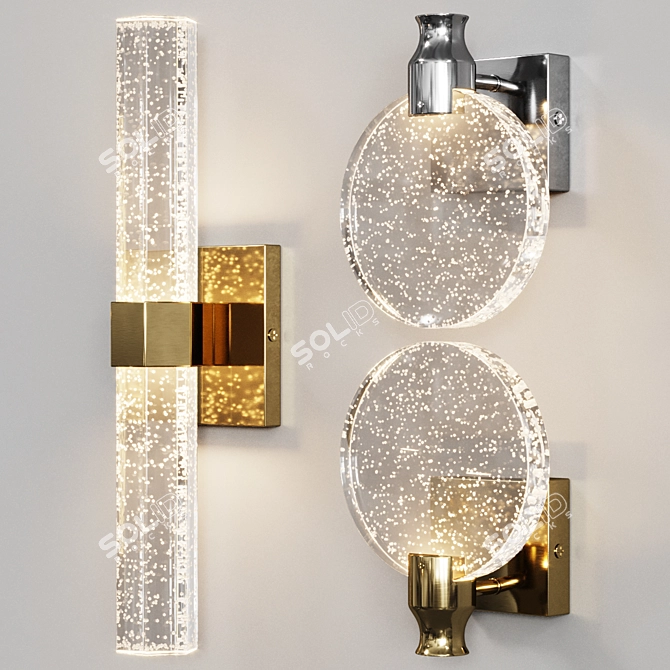 Modern Crystal Wall Lamp Gold 3D model image 2