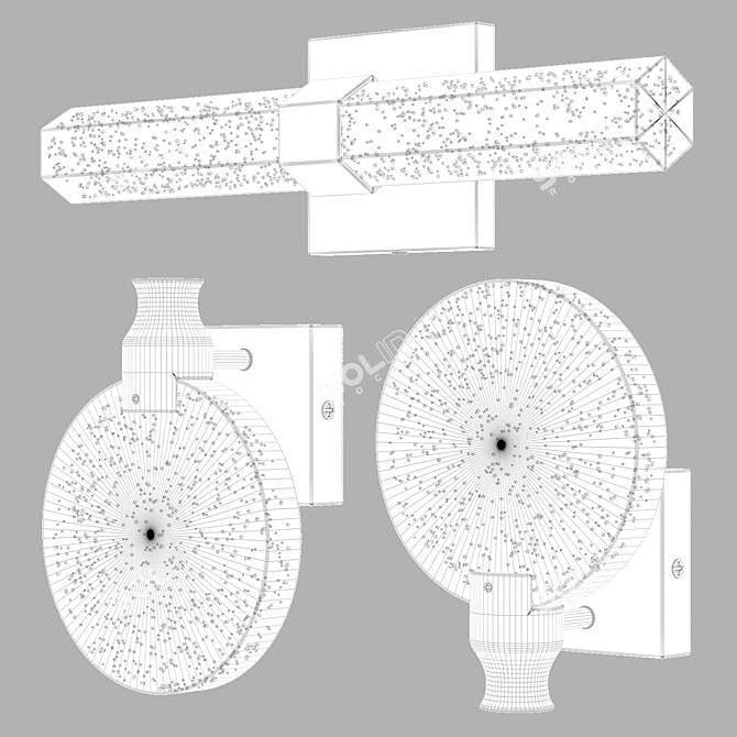 Modern Crystal Wall Lamp Gold 3D model image 3