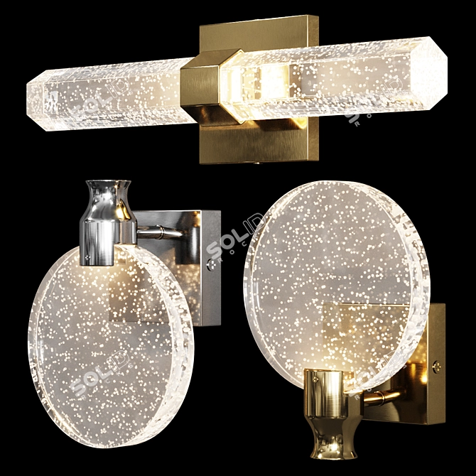 Modern Crystal Wall Lamp Gold 3D model image 5