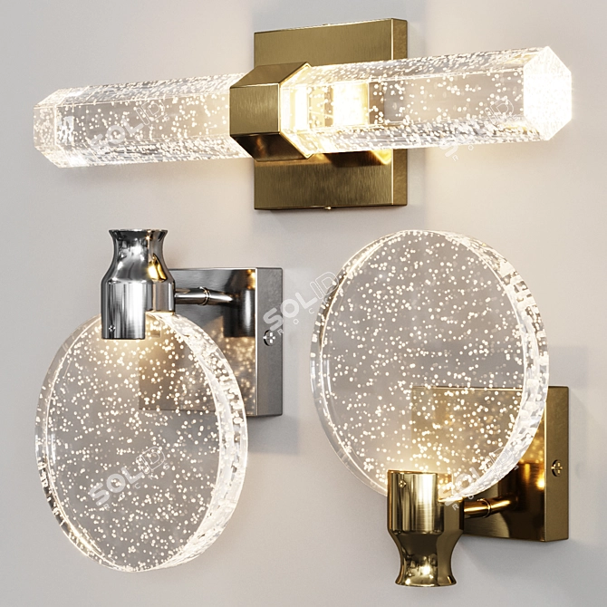 Modern Crystal Wall Lamp Gold 3D model image 6