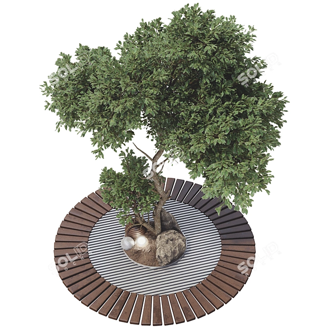 Urban Garden Bench Tree Collection 3D model image 3