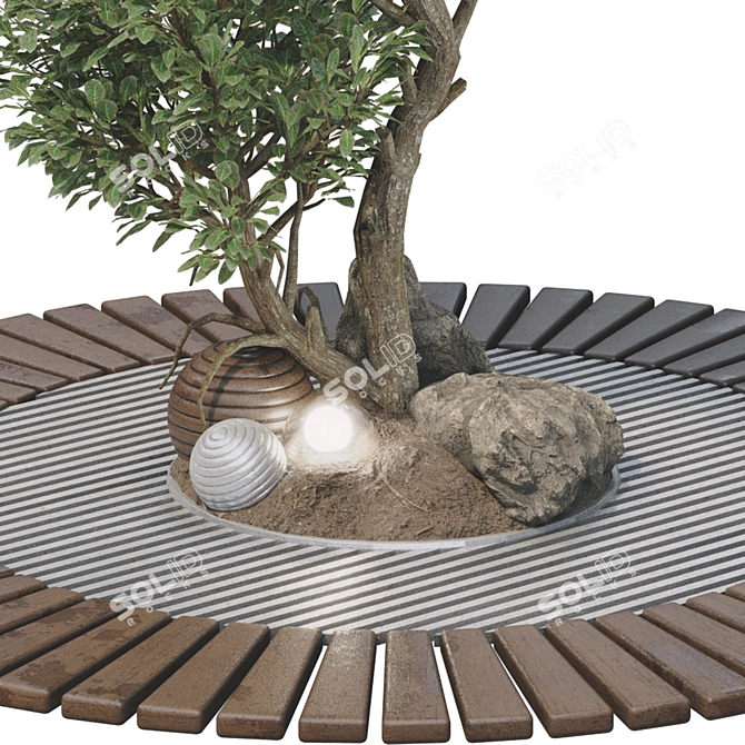 Urban Garden Bench Tree Collection 3D model image 5