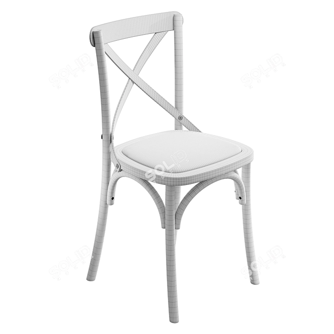 Solid Birch Wood Chair 3D model image 2