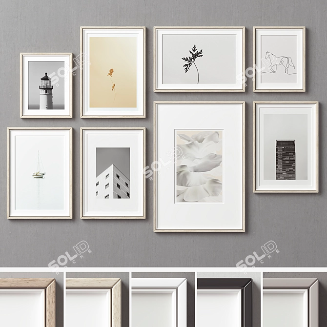 Modern Picture Frames Set Bundle 3D model image 1