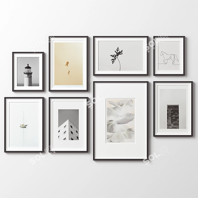 Modern Picture Frames Set Bundle 3D model image 3