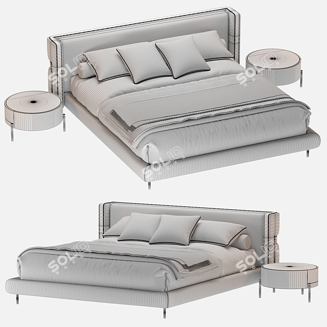 Cantori Valley Bed & Bedside Table 3D model image 3