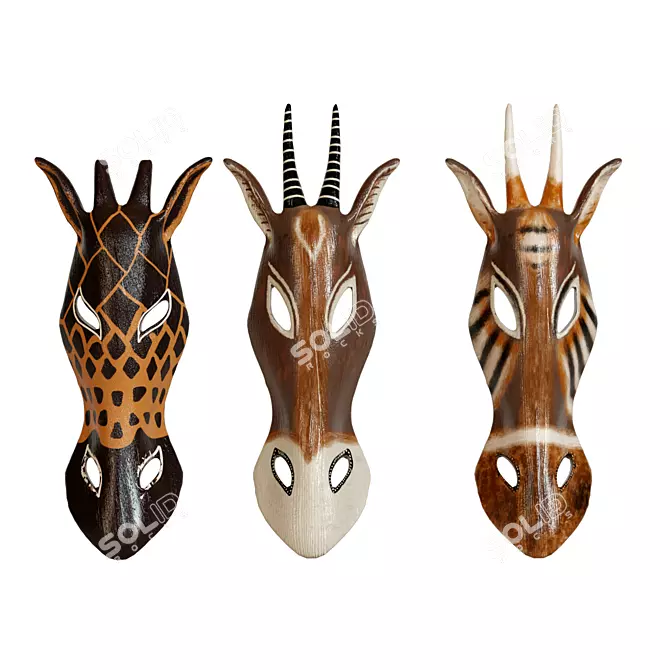 Handcrafted African Giraffe Mask 3D model image 1