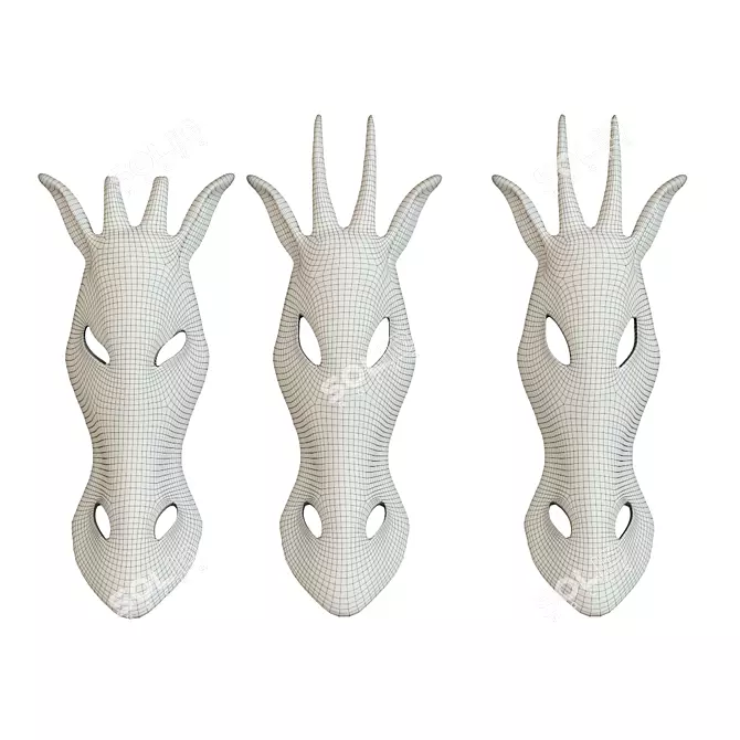 Handcrafted African Giraffe Mask 3D model image 2