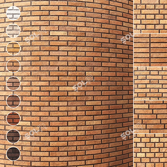 Seamless Brick Texture Set 3D model image 1