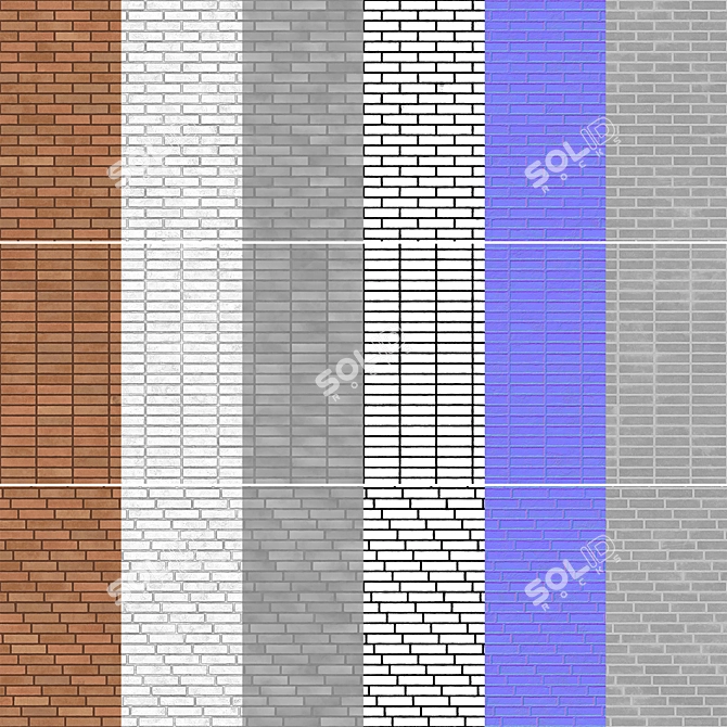 Seamless Brick Texture Set 3D model image 5