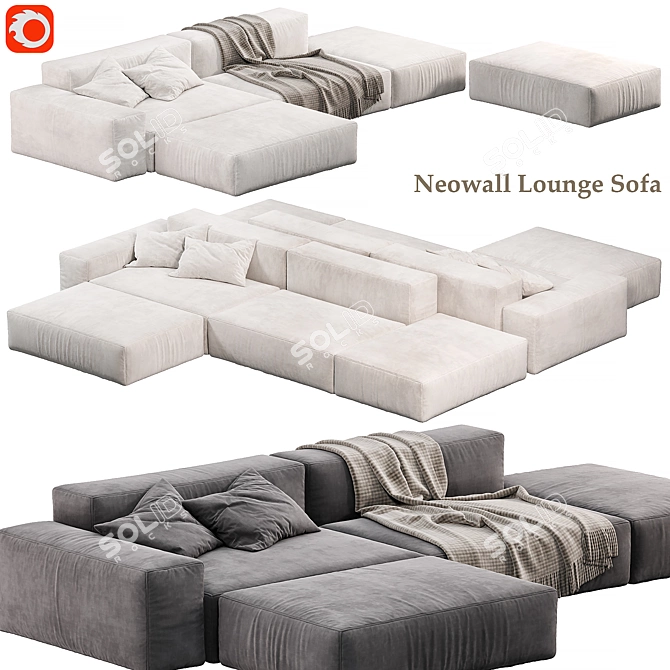 Modular Neowall Lounge Sofa N2 3D model image 1