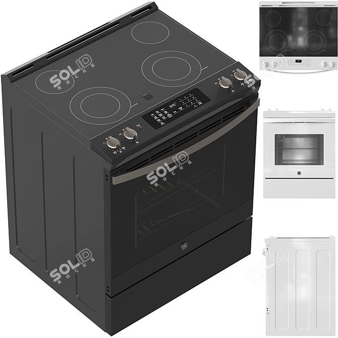 GE Appliance Bundle Black White 3D model image 2