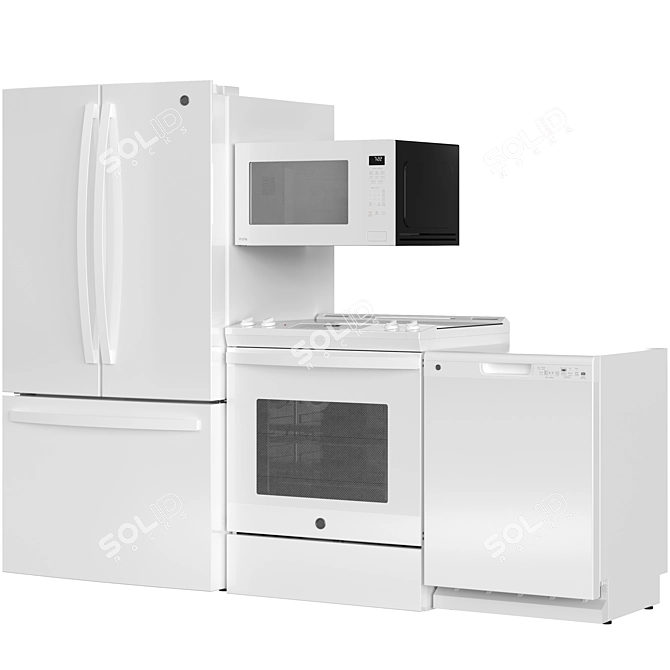 GE Appliance Bundle Black White 3D model image 6