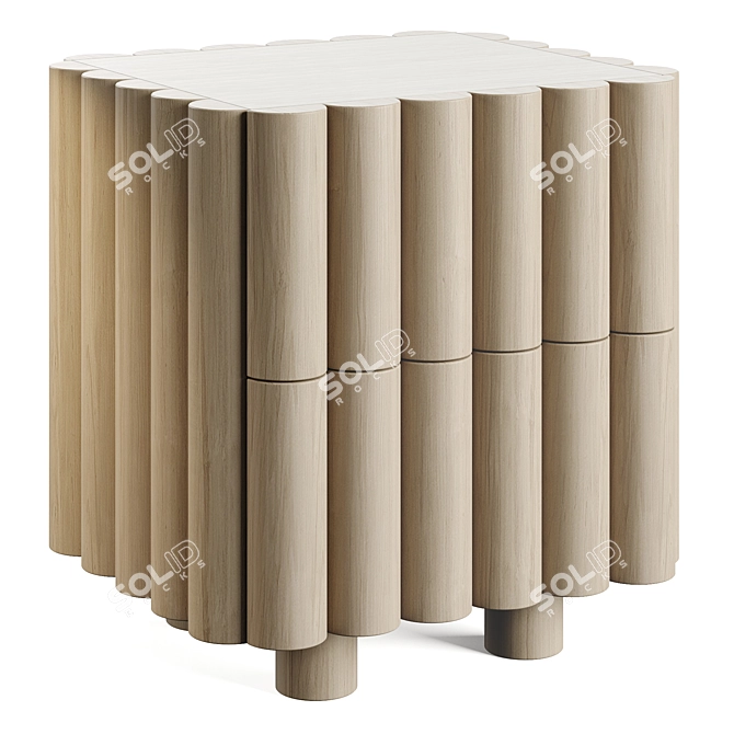 Elegant Scalloped Nightstand - PBR Textures 3D model image 1