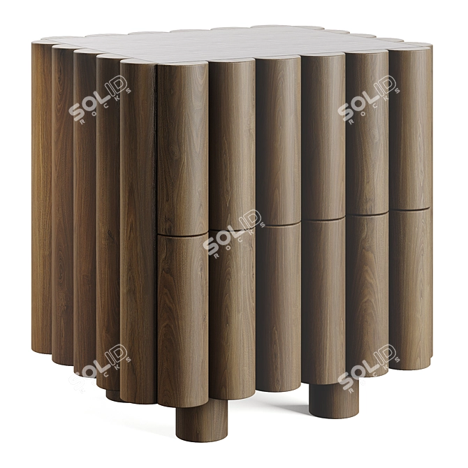 Elegant Scalloped Nightstand - PBR Textures 3D model image 2